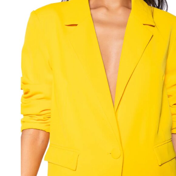 Callie Lives Elaine in the Sun AKIRA Spring Forward Relaxed Fit Yellow Blazer 1X - Picture 3 of 6